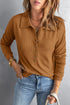 Button Front Turn-Down Neck Knit Top